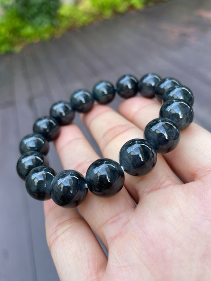 Black Jade Bead Bracelet (NJBA073)