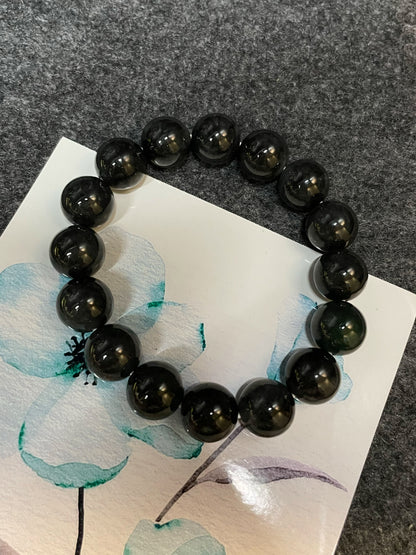 Black Jade Bead Bracelet (NJBA073)