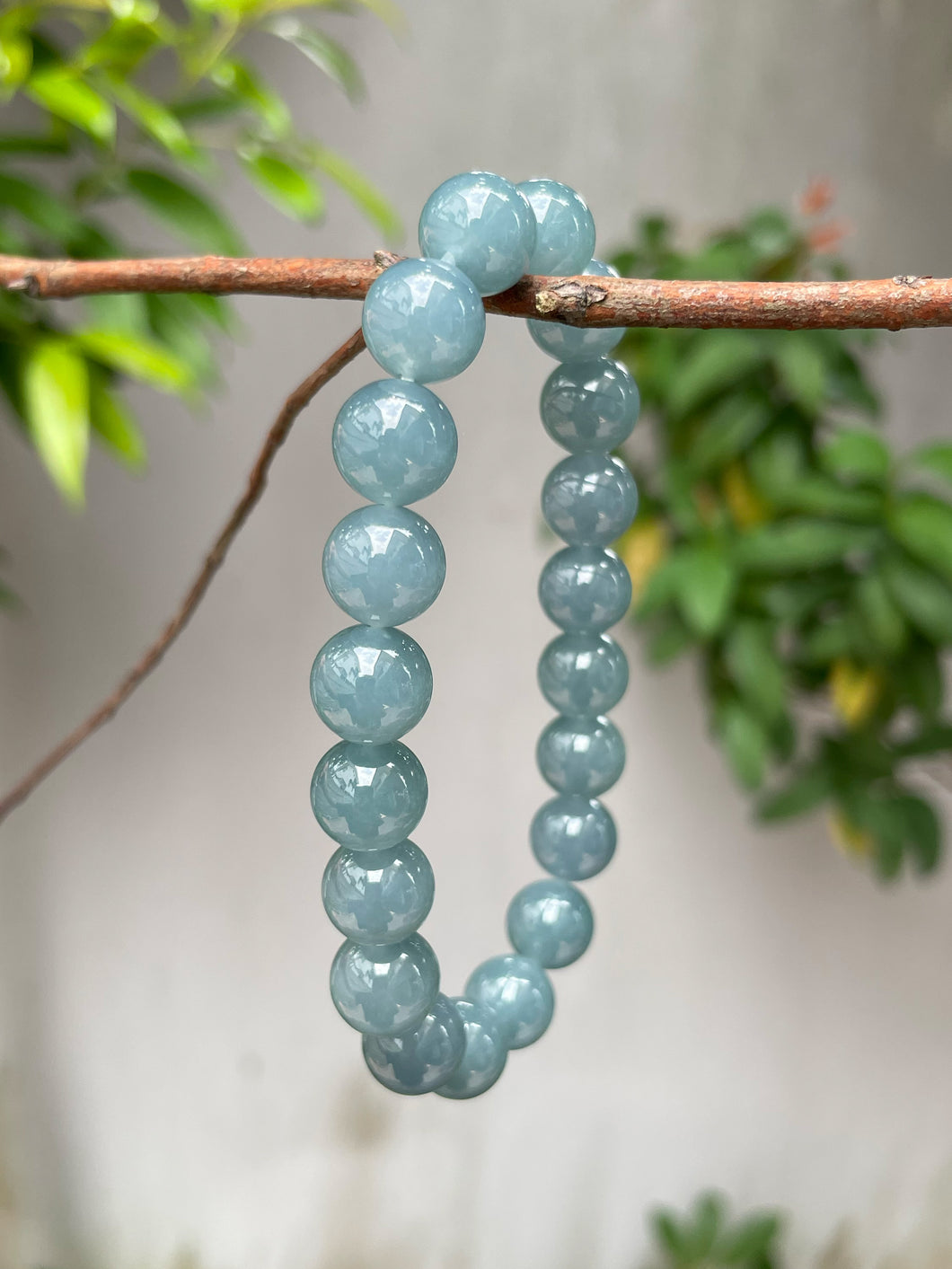 Blue Jade Bracelet - Round Beads (NJBA079)