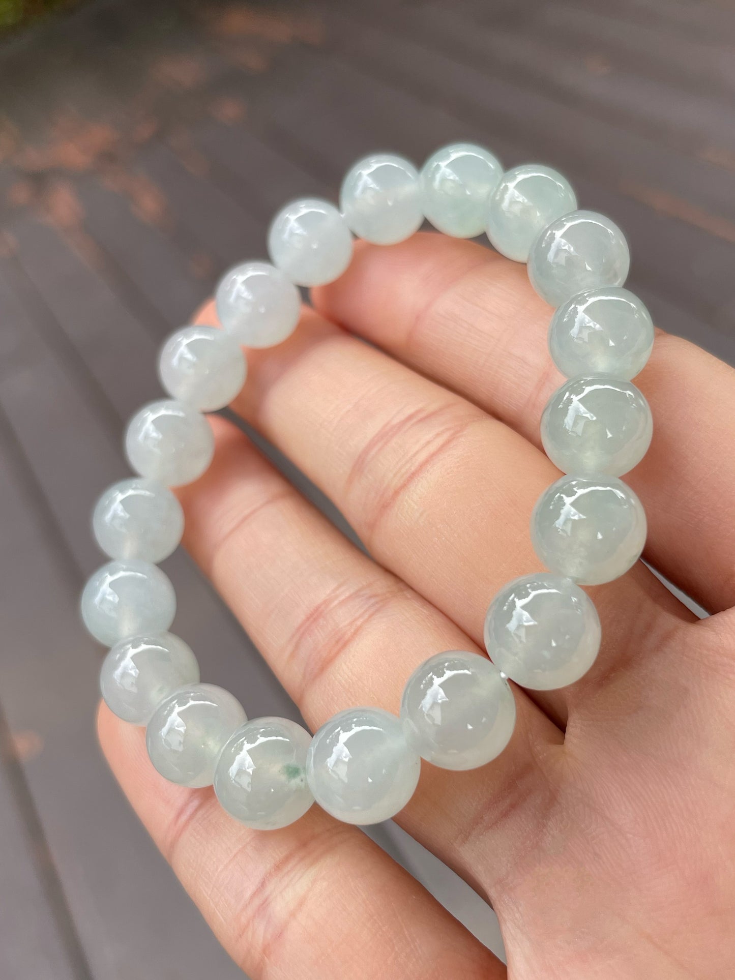 Icy Jadeite Bracelet - Round Beads (NJBA080)