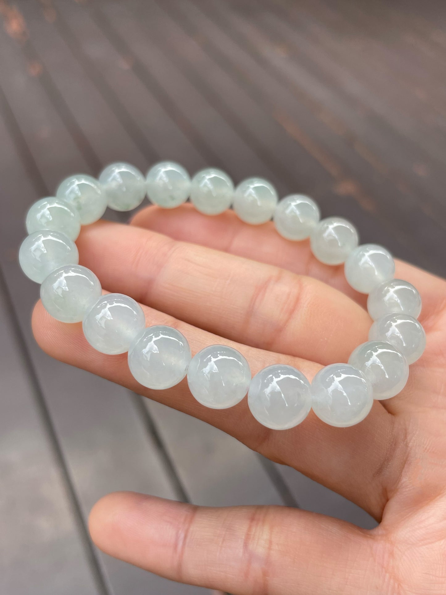 Icy Jadeite Bracelet - Round Beads (NJBA080)