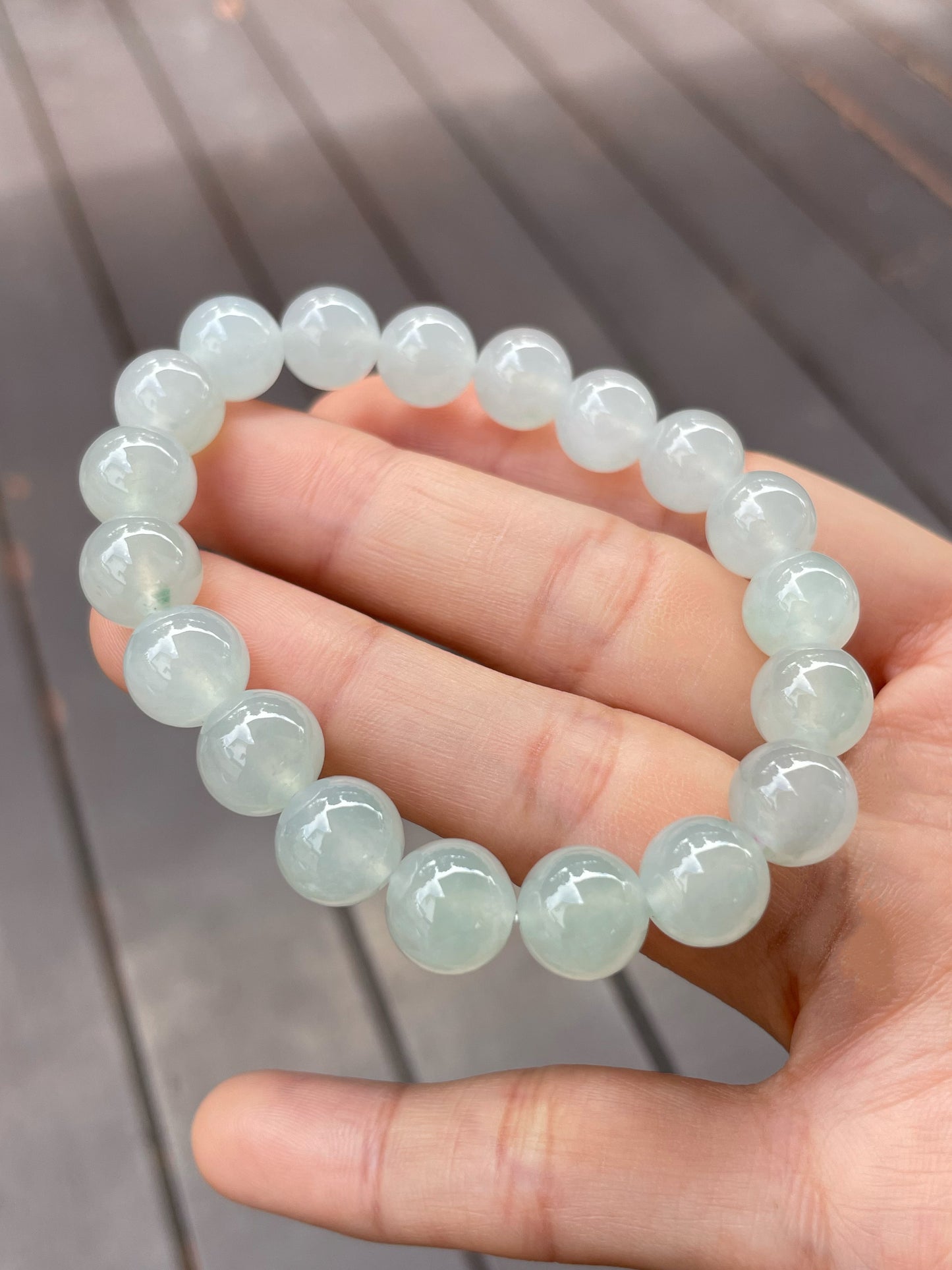 Icy Jadeite Bracelet - Round Beads (NJBA080)