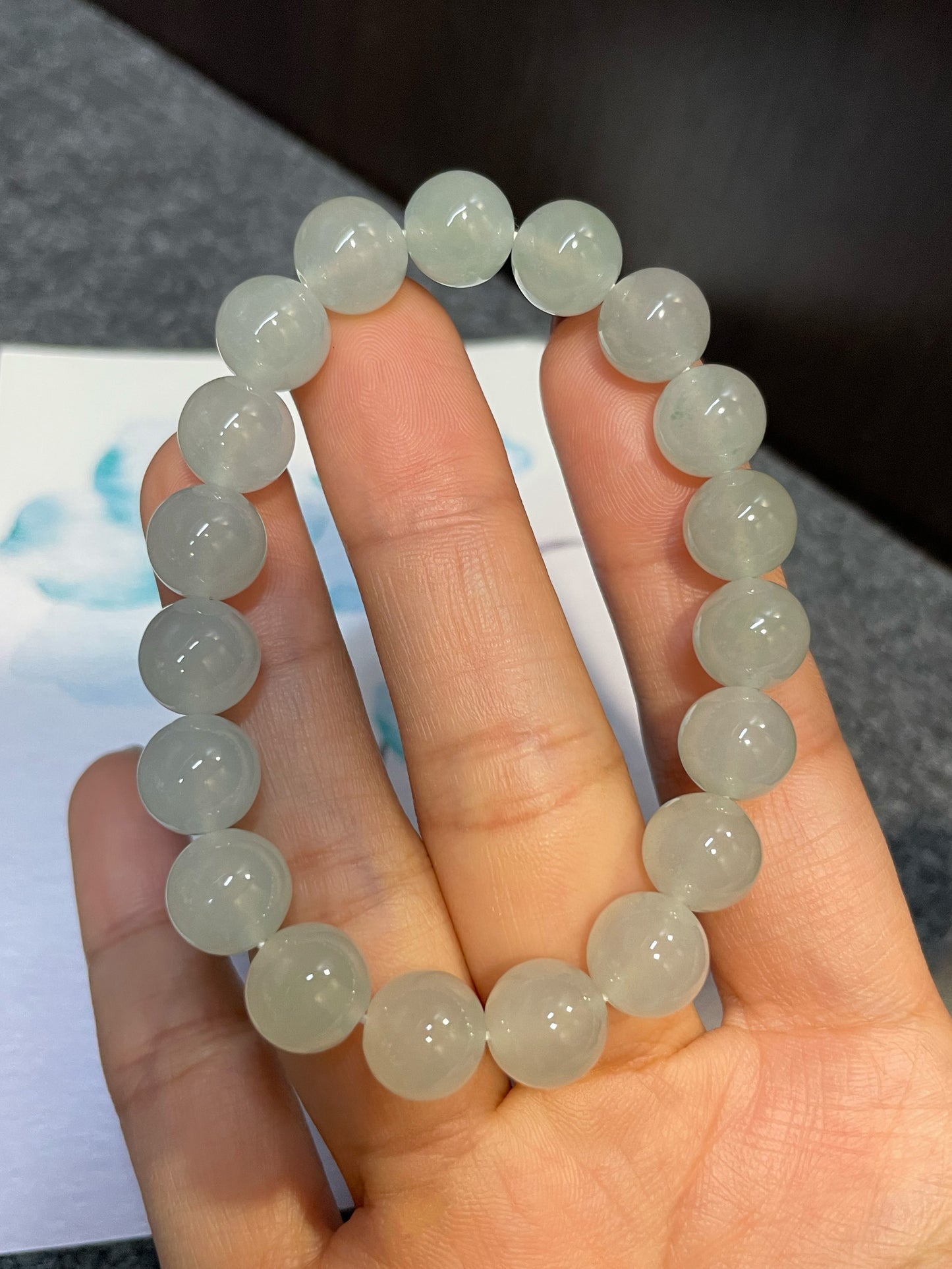 Icy Jadeite Bracelet - Round Beads (NJBA080)