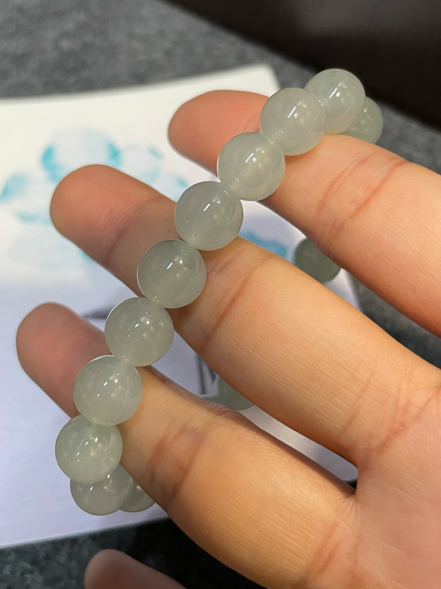 Icy Jadeite Bracelet - Round Beads (NJBA080)