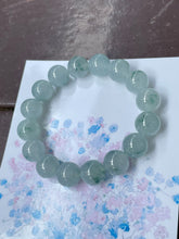 Load image into Gallery viewer, Icy Bluish Green Jadeite Bracelet - Round Beads (NJBA082)
