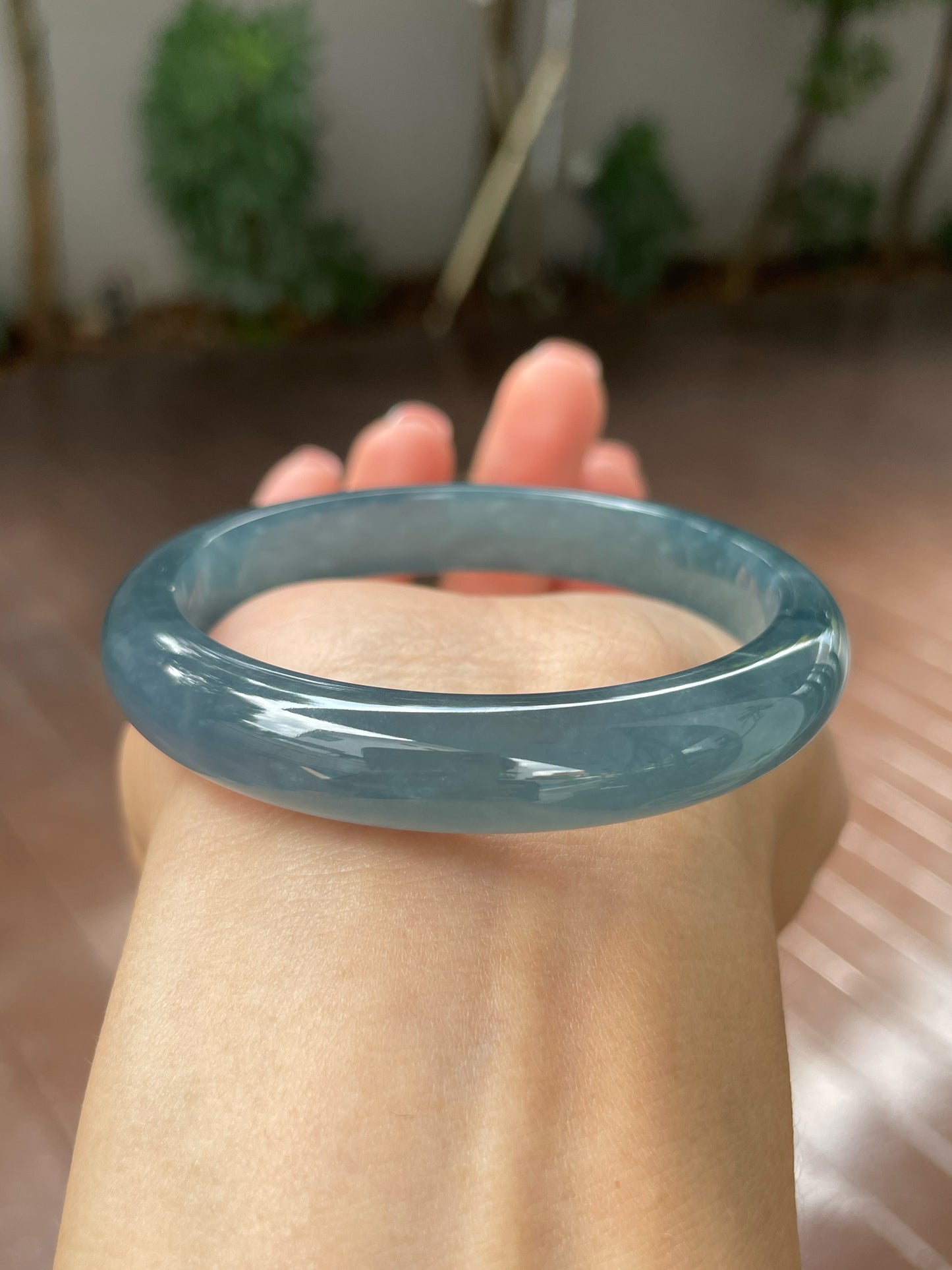 Icy Blue Jade Bangle | 57mm (NJBA092)