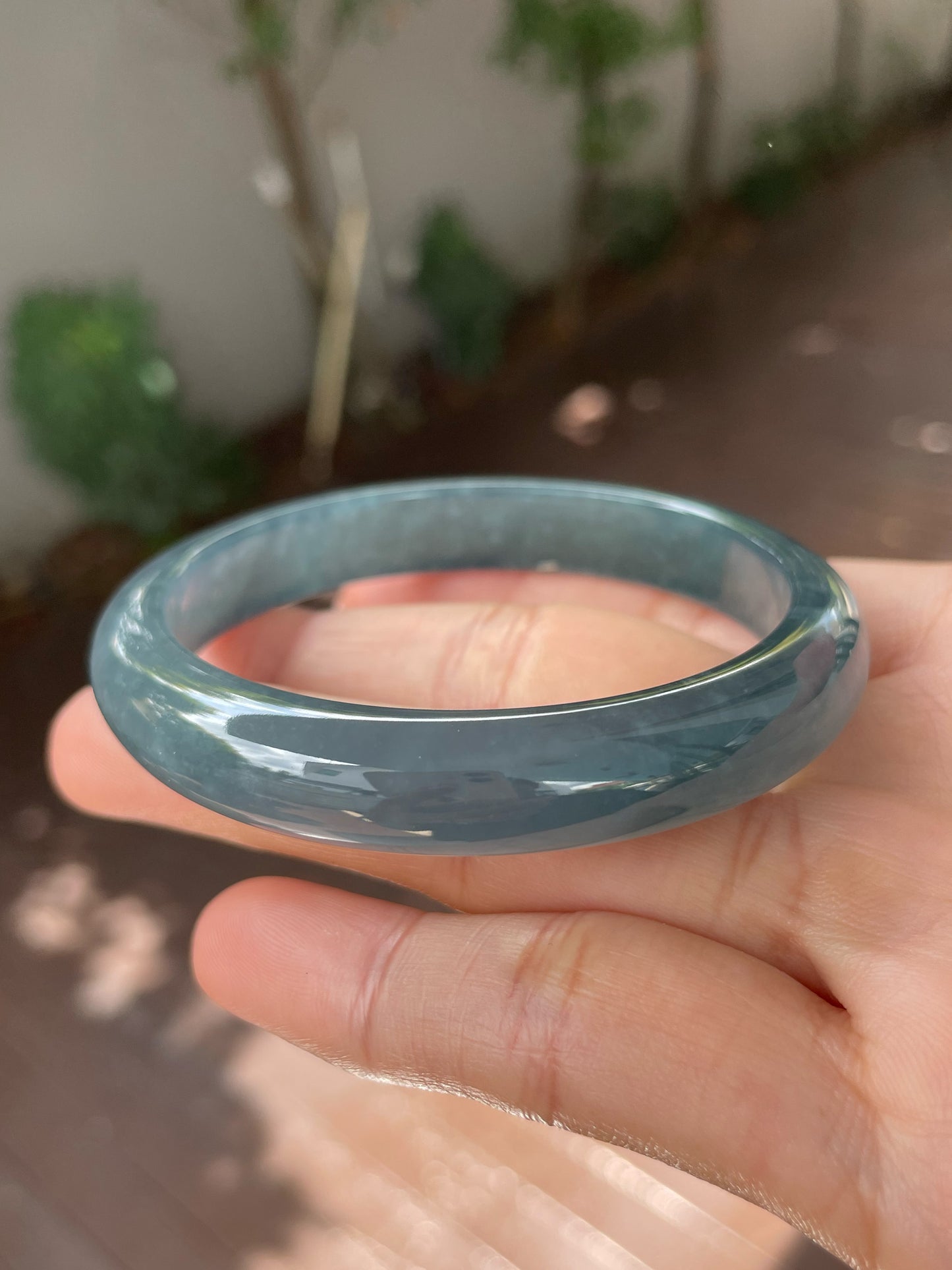 Icy Blue Jade Bangle | 57mm (NJBA092)