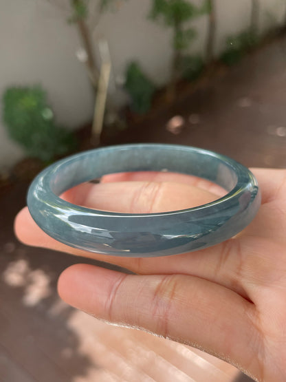 Icy Blue Jade Bangle | 57mm (NJBA092)