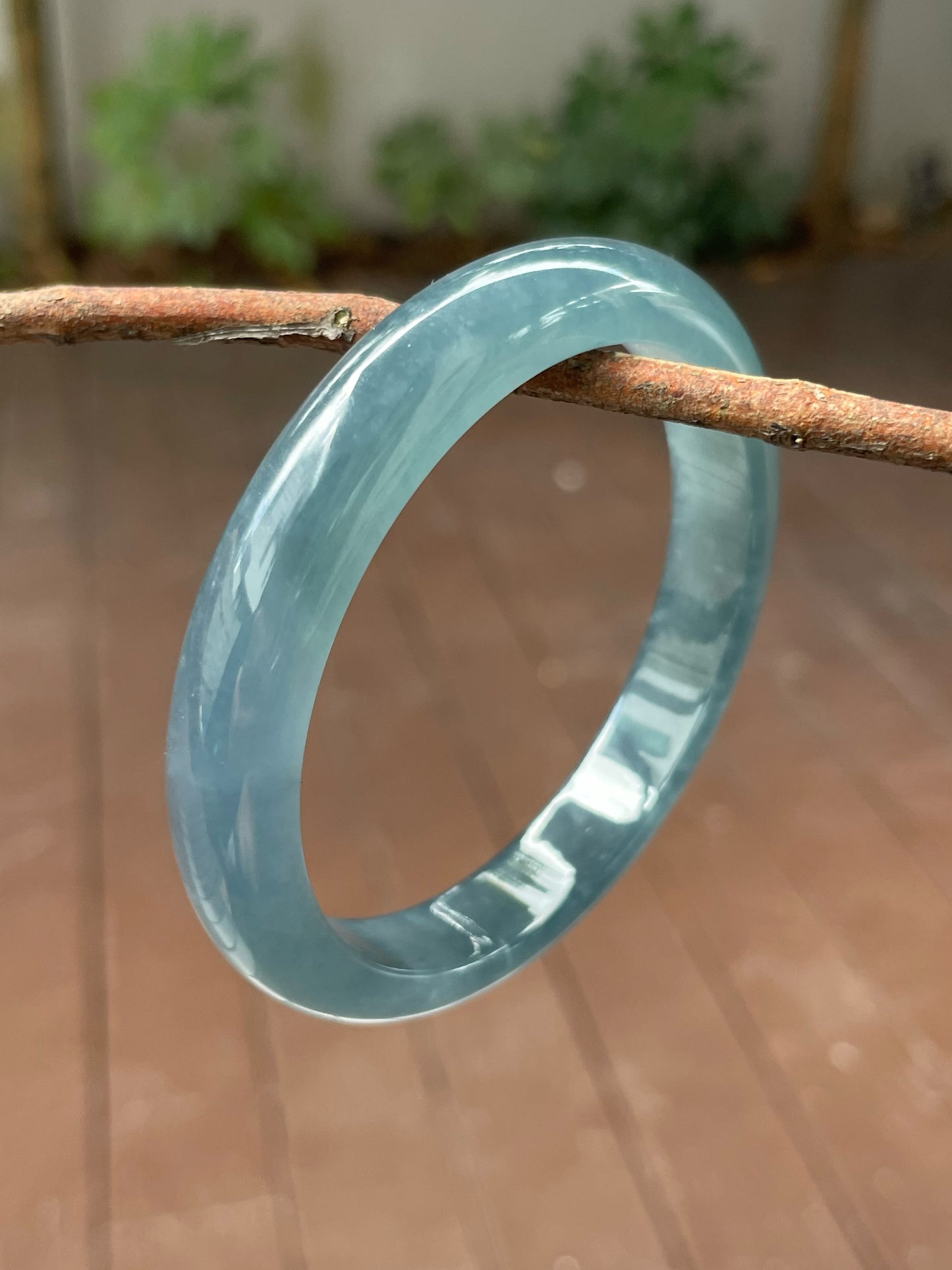 Icy Blue Jade Bangle | 57mm (NJBA092)