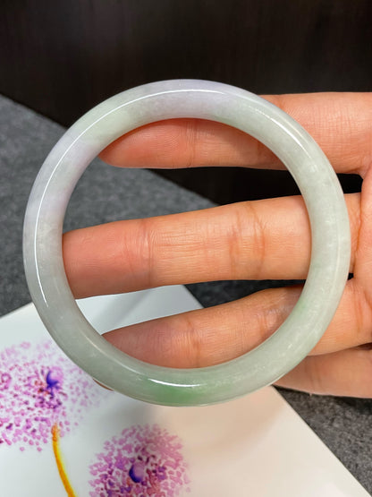 Light Green & Lavender Jade Bangle | 57mm (NJBA093)