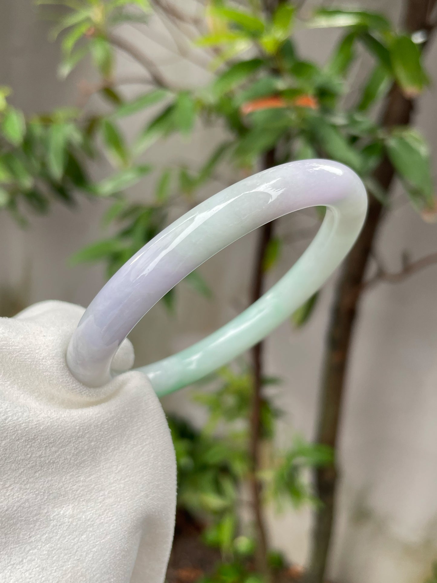 Light Green & Lavender Jade Bangle | 57mm (NJBA093)