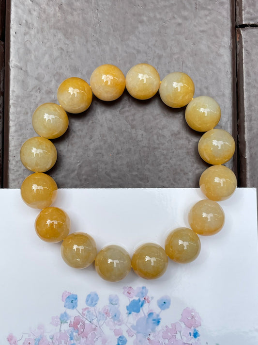 Yellow Jade Bracelet - Round Beads (NJBA096)