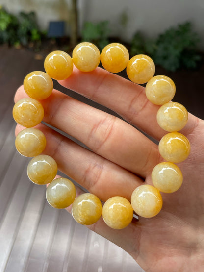 Yellow Jade Bracelet - Round Beads (NJBA096)