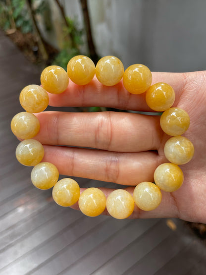 Yellow Jade Bracelet - Round Beads (NJBA096)