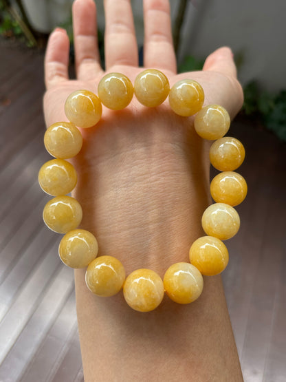 Yellow Jade Bracelet - Round Beads (NJBA096)