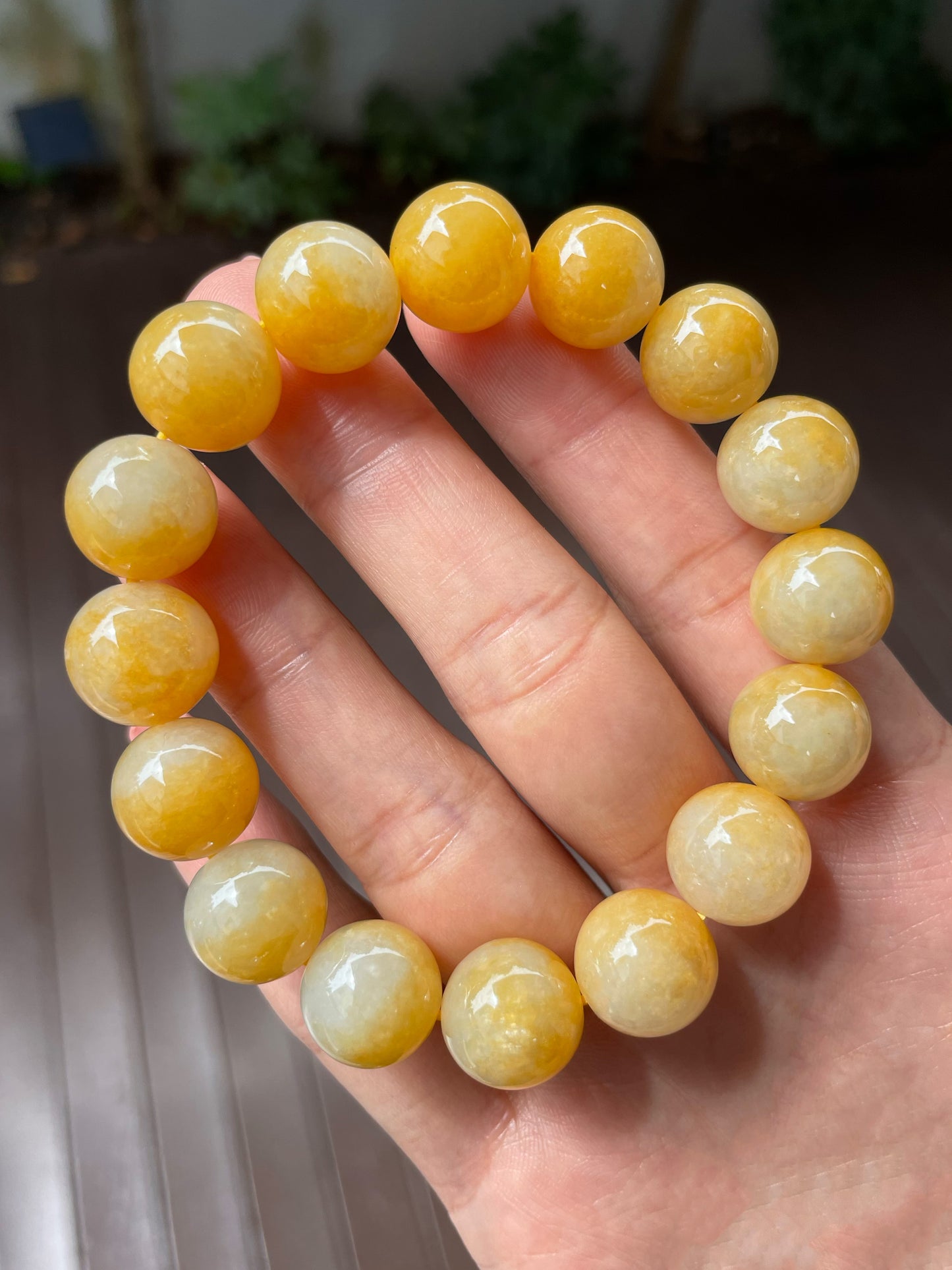 Yellow Jade Bracelet - Round Beads (NJBA096)