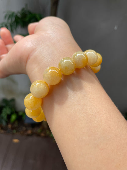 Yellow Jade Bracelet - Round Beads (NJBA096)