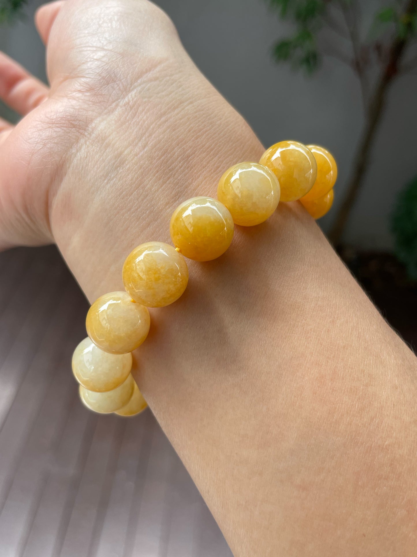 Yellow Jade Bracelet - Round Beads (NJBA096)