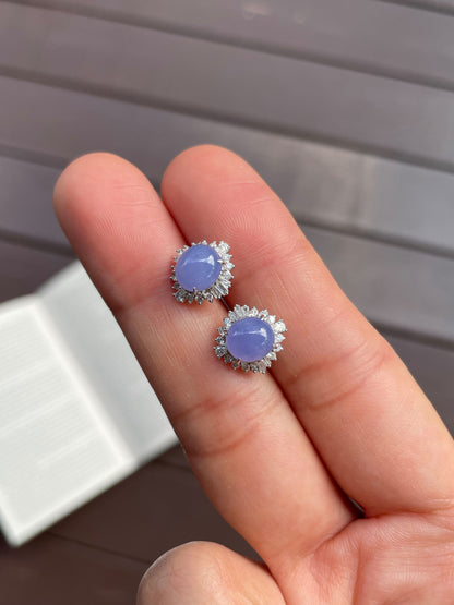 Lavender Jadeite Cabochon Earrings (NJE001)
