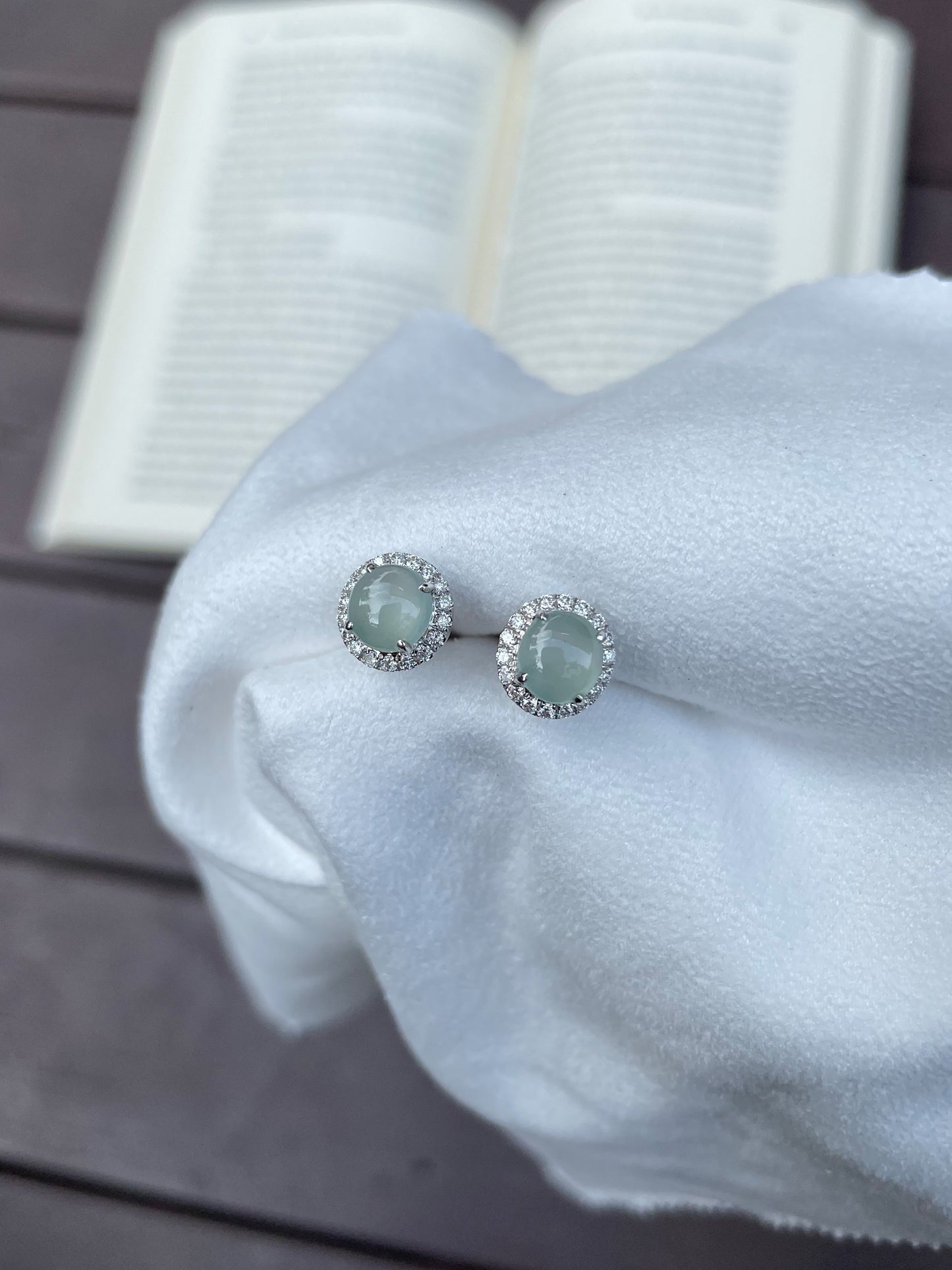 Icy Jadeite Cabochon Earrings (NJE002)