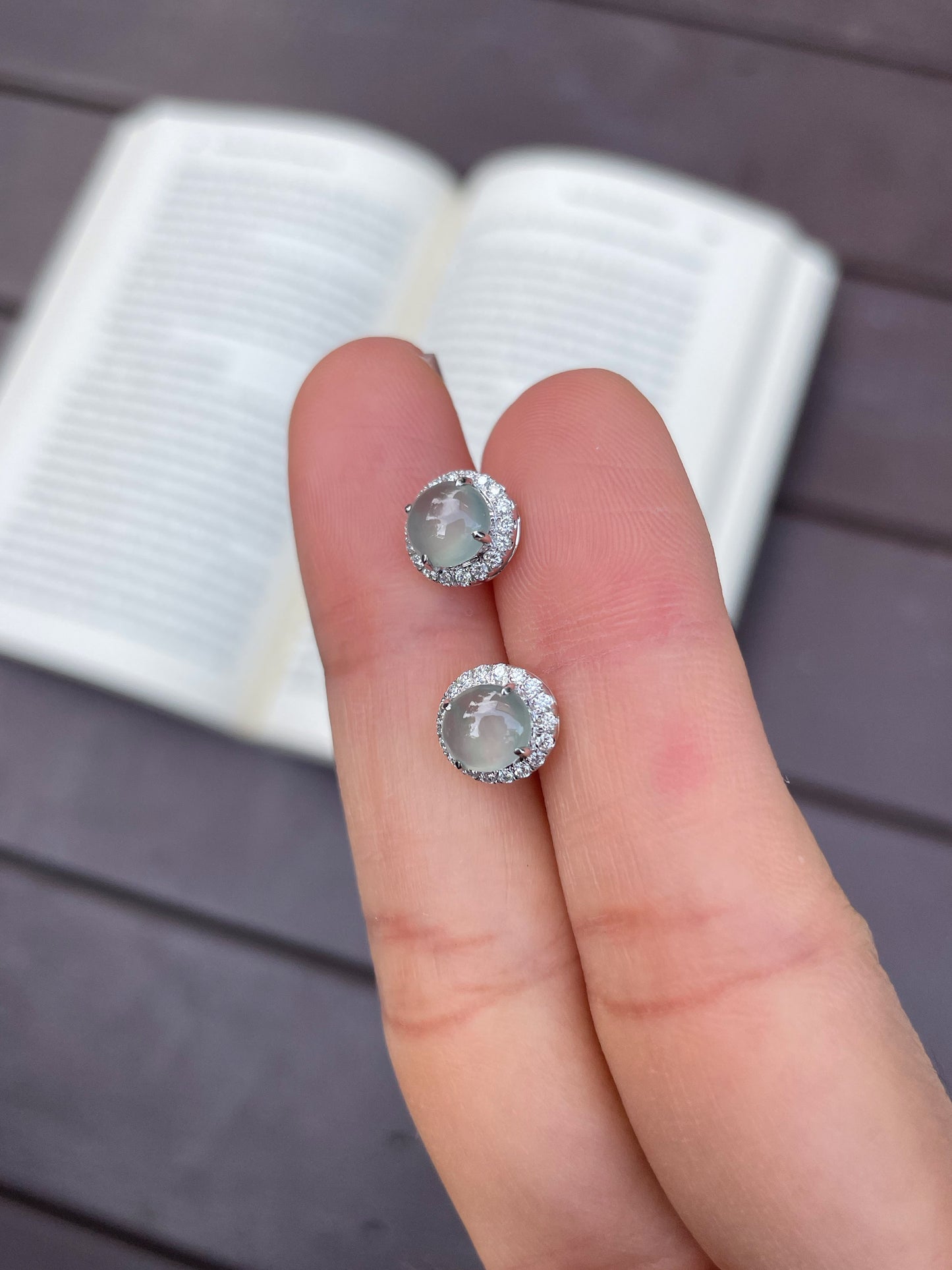 Icy Jadeite Cabochon Earrings (NJE002)