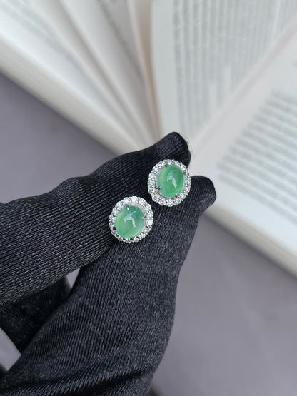 Icy Light Green Jadeite Earrings (NJE008)