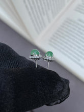 Load image into Gallery viewer, Icy Light Green Jadeite Earrings (NJE008)
