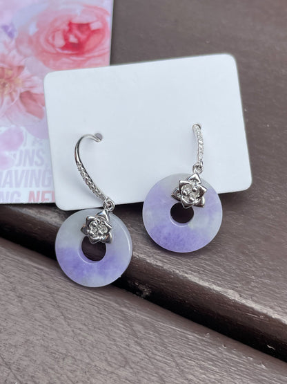 Lavender Jadeite Earrings - Hoop Shaped (NJE014)