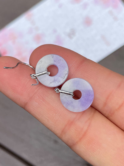 Lavender Jadeite Earrings - Hoop Shaped (NJE014)