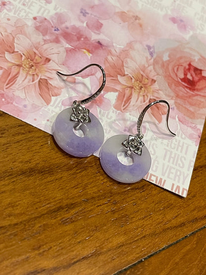 Lavender Jadeite Earrings - Hoop Shaped (NJE014)