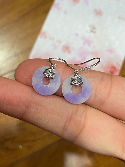 Lavender Jadeite Earrings - Hoop Shaped (NJE014)