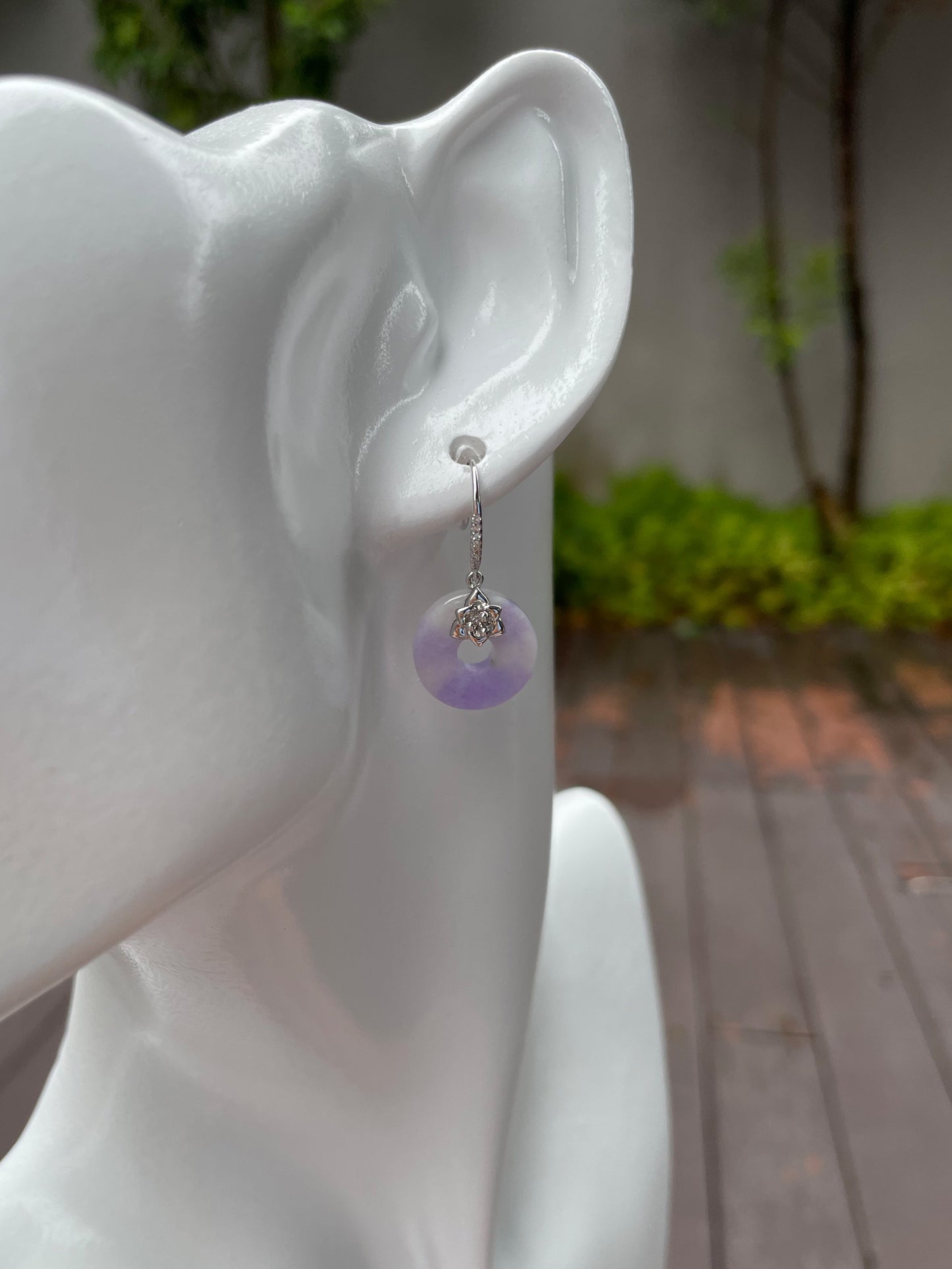 Lavender Jadeite Earrings - Hoop Shaped (NJE014)