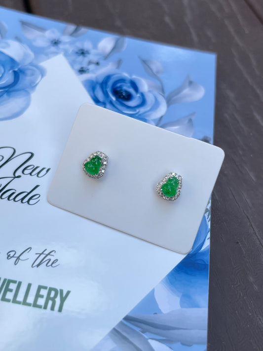 Green Jadeite Earrings - Hu Lu 葫芦 (NJE016)