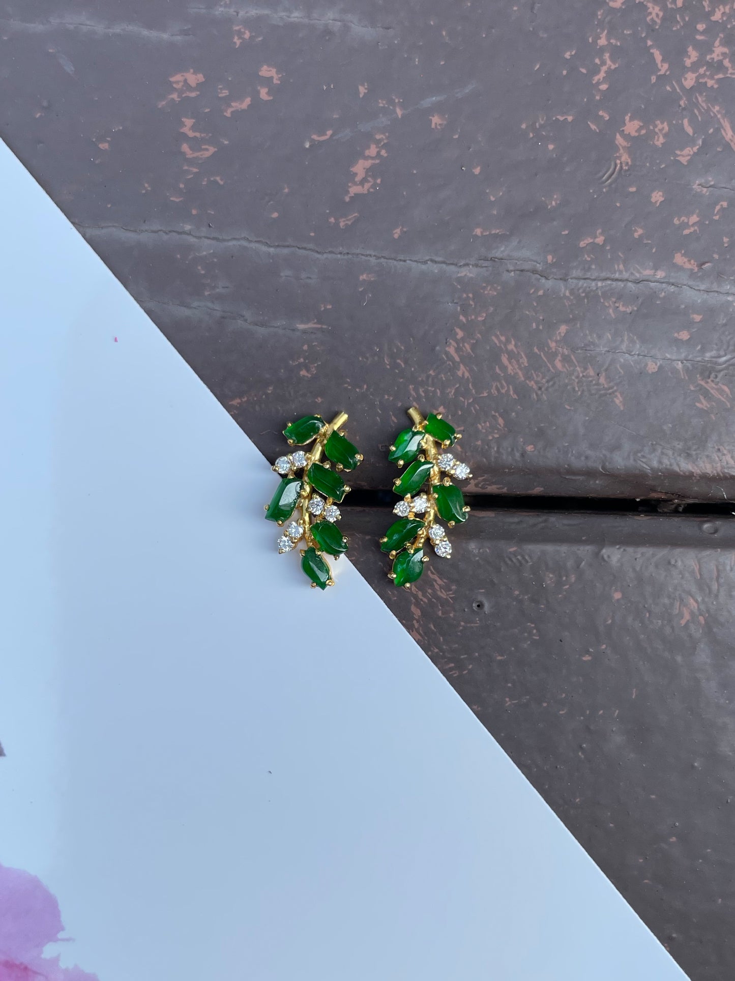 Green Jadeite Earrings - Wheat (NJE021)