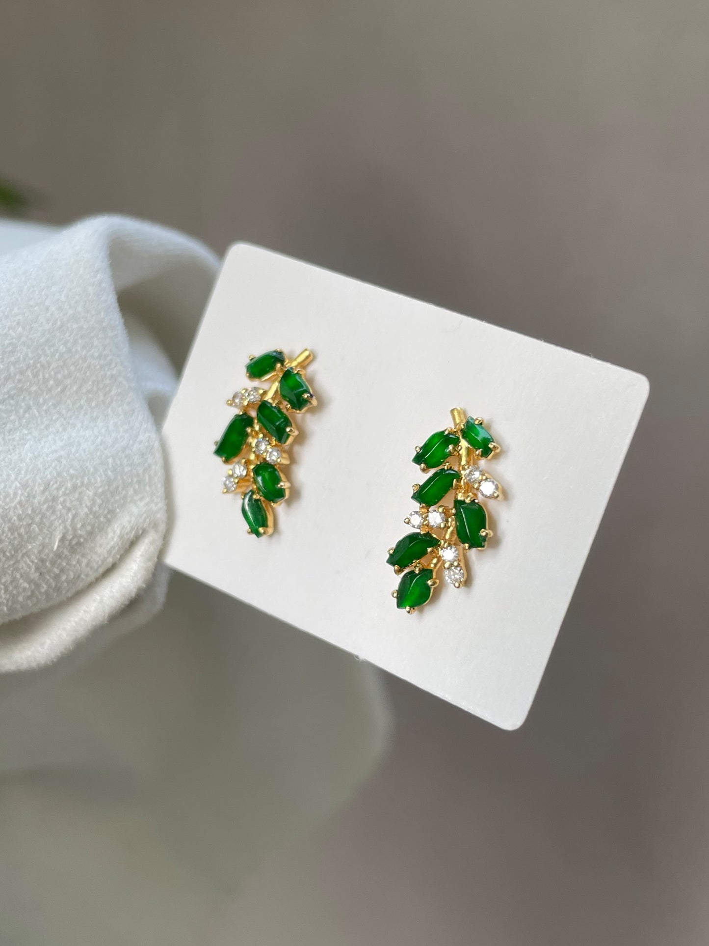 Green Jadeite Earrings - Wheat (NJE021)
