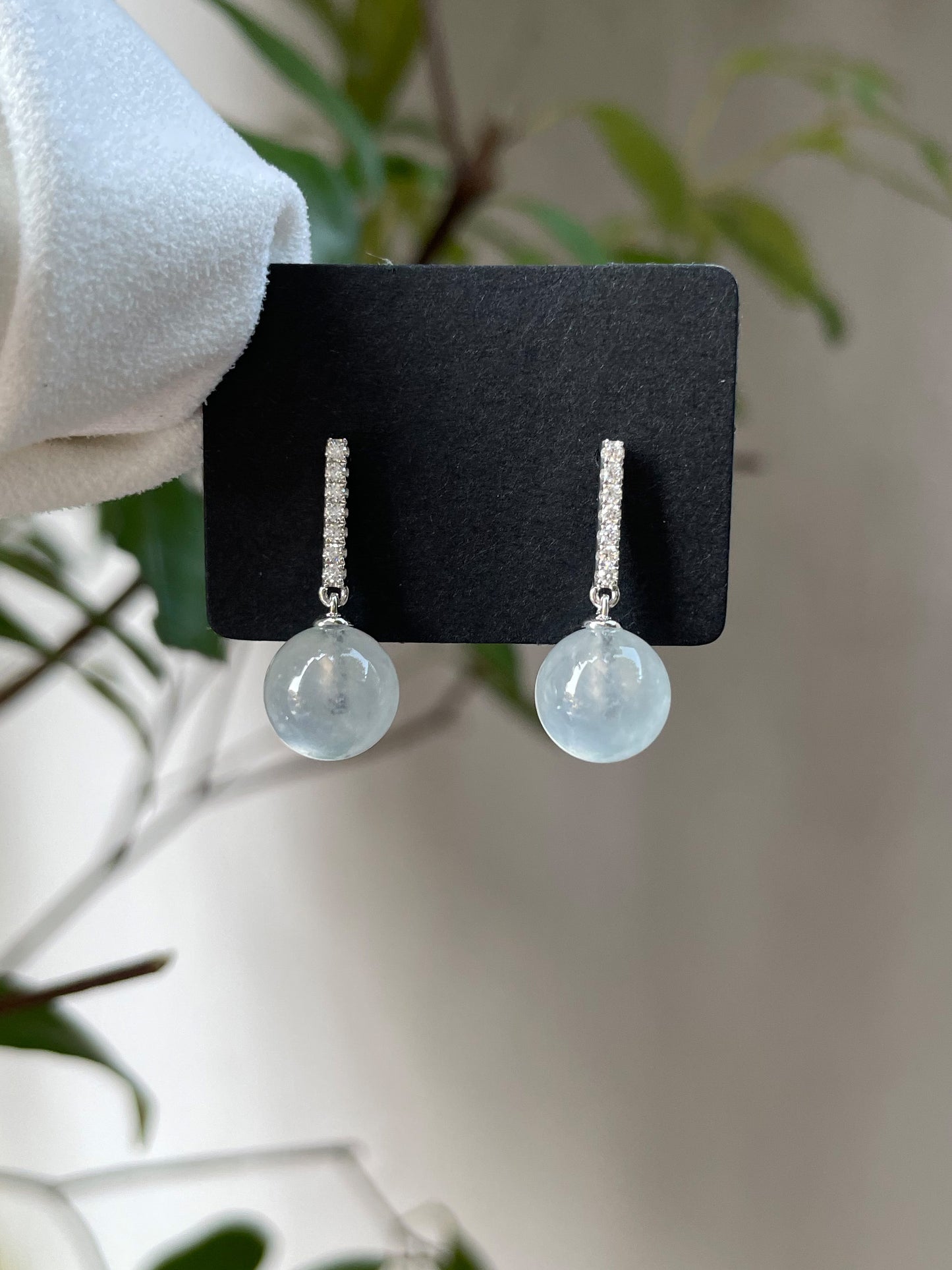 Icy Jadeite Dangling Earrings (NJE025)