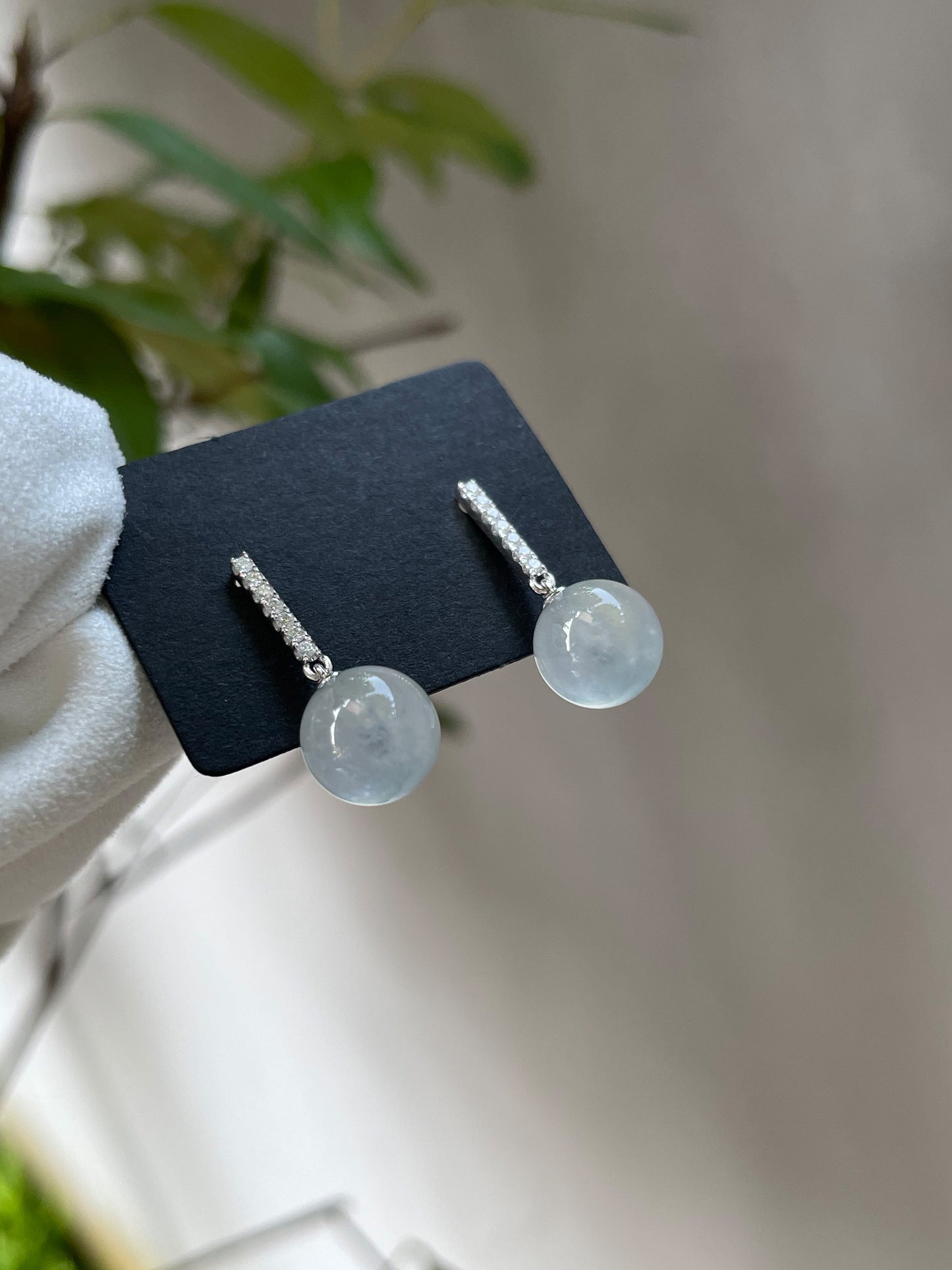 Icy Jadeite Dangling Earrings (NJE025)