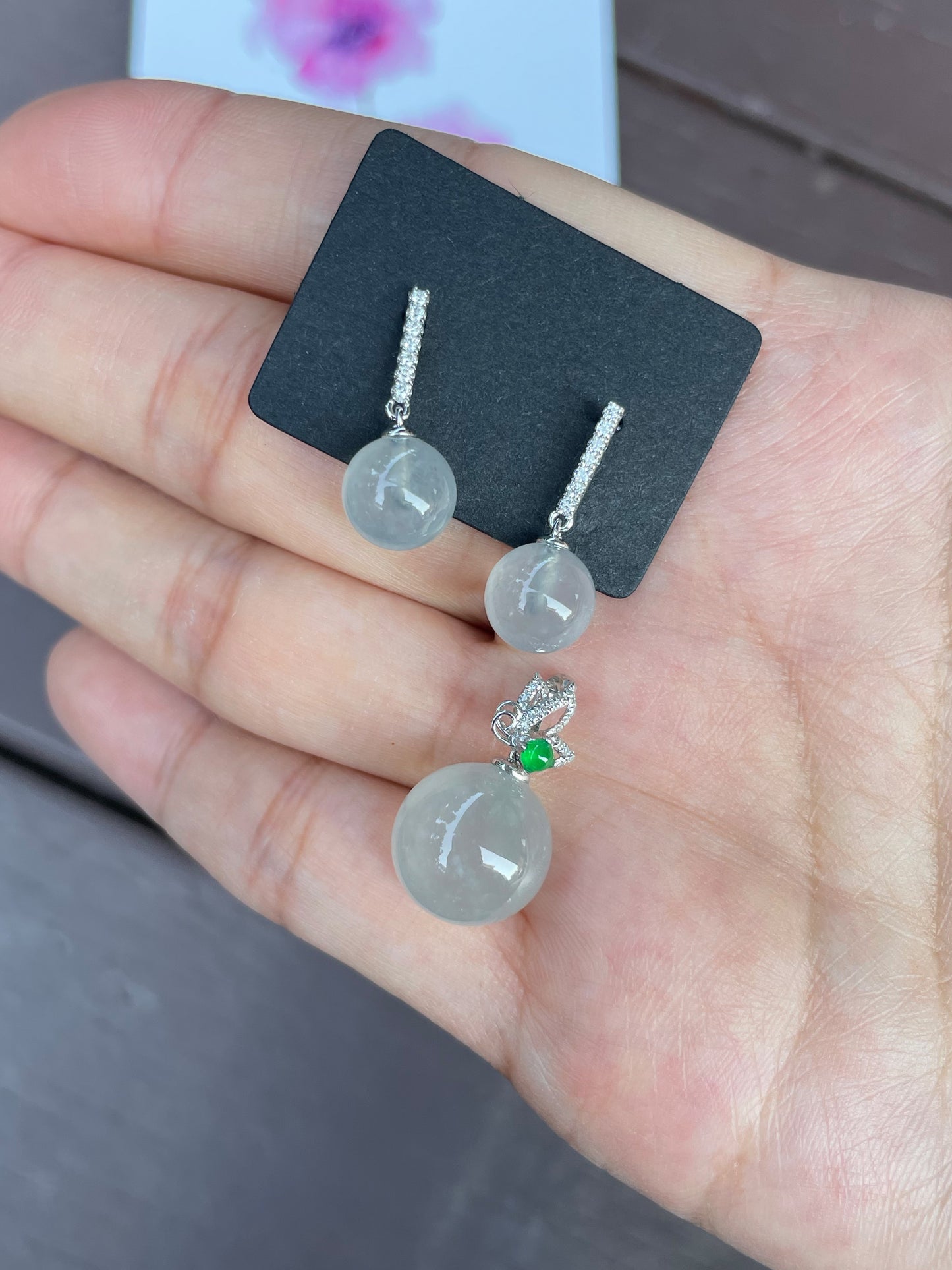 Icy Jadeite Dangling Earrings (NJE025)