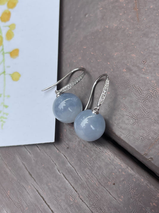 Lavender Jade Dangling Earrings - Beads (NJE028)