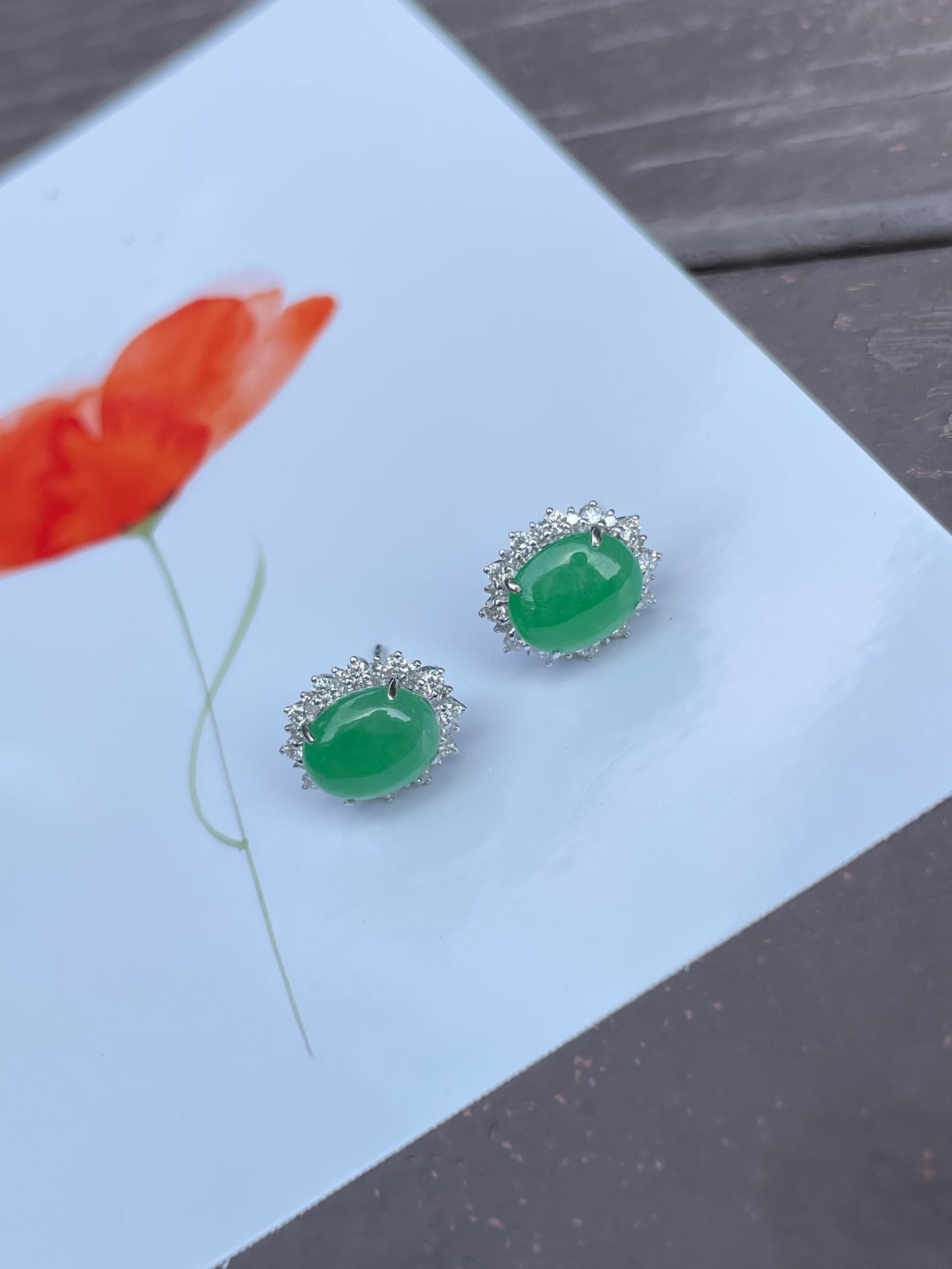 Green Jade Cabochon Earrings (NJE029)