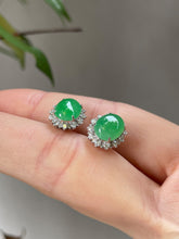 Load image into Gallery viewer, Green Jade Cabochon Earrings (NJE029)
