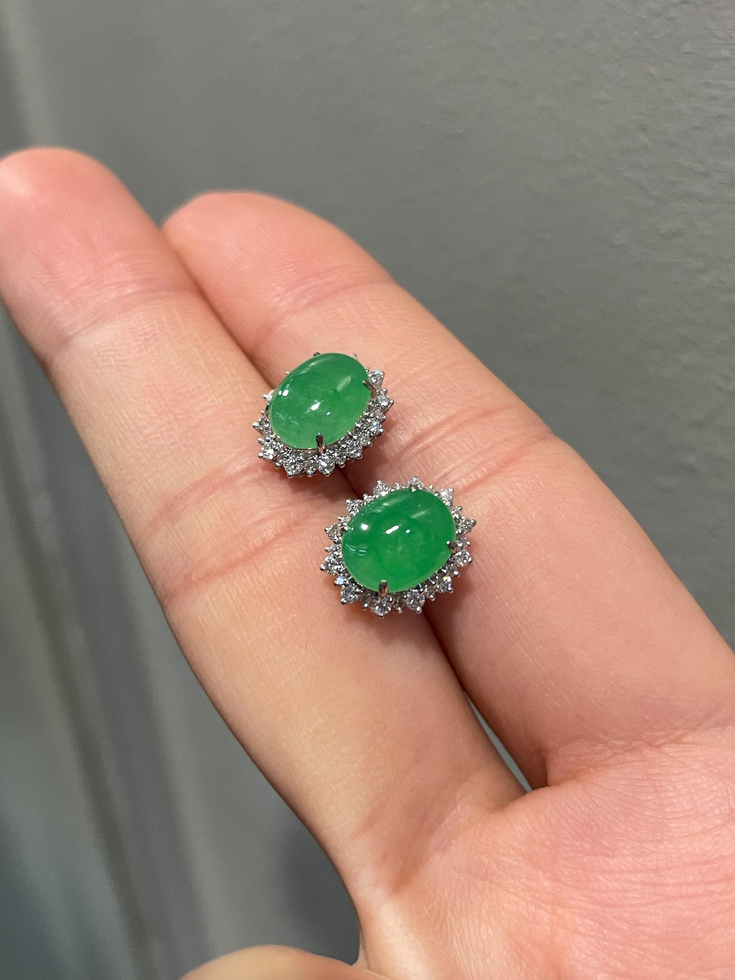 Green Jade Cabochon Earrings (NJE029)