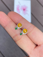 Load image into Gallery viewer, Icy Yellow Jade Cabochon Earrings (NJE030)
