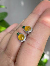 Load image into Gallery viewer, Icy Yellow Jade Cabochon Earrings (NJE030)
