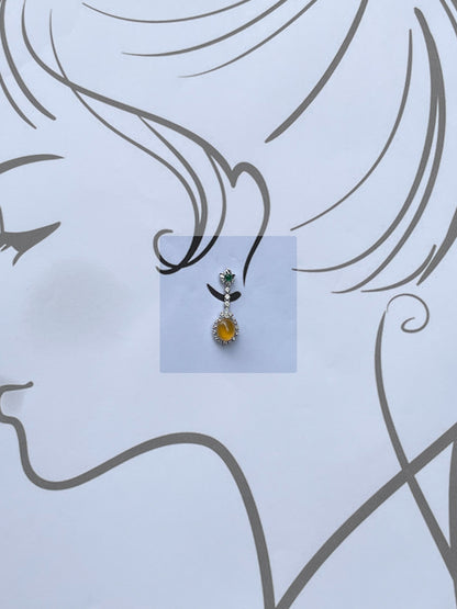 Icy Yellow Jade Cabochon Earrings (NJE032)