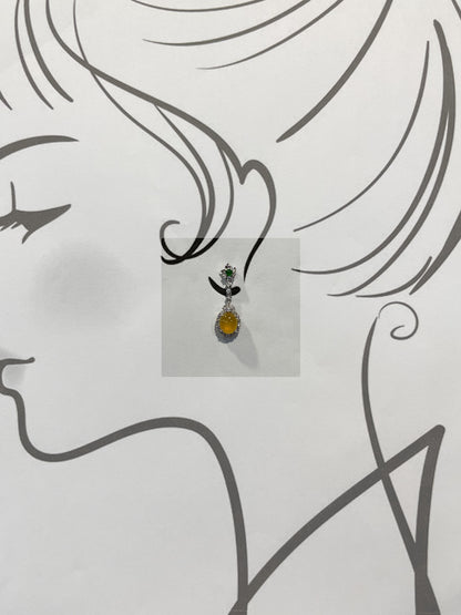 Icy Yellow Jade Cabochon Earrings (NJE032)