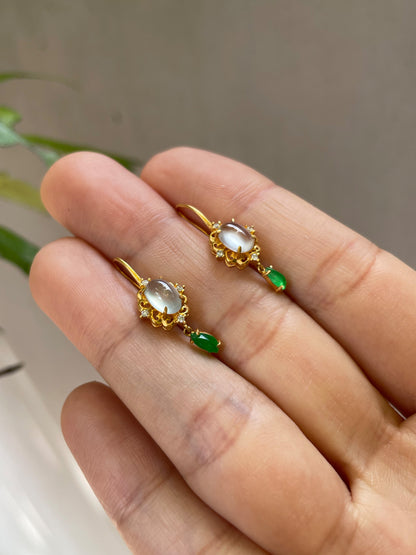 Glassy Jadeite Cabochon Earrings (NJE034)