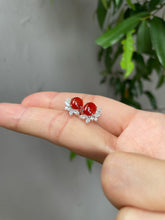 Load image into Gallery viewer, Red Jade Cabochon Earrings (NJE035)
