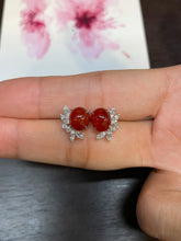 Load image into Gallery viewer, Red Jade Cabochon Earrings (NJE035)
