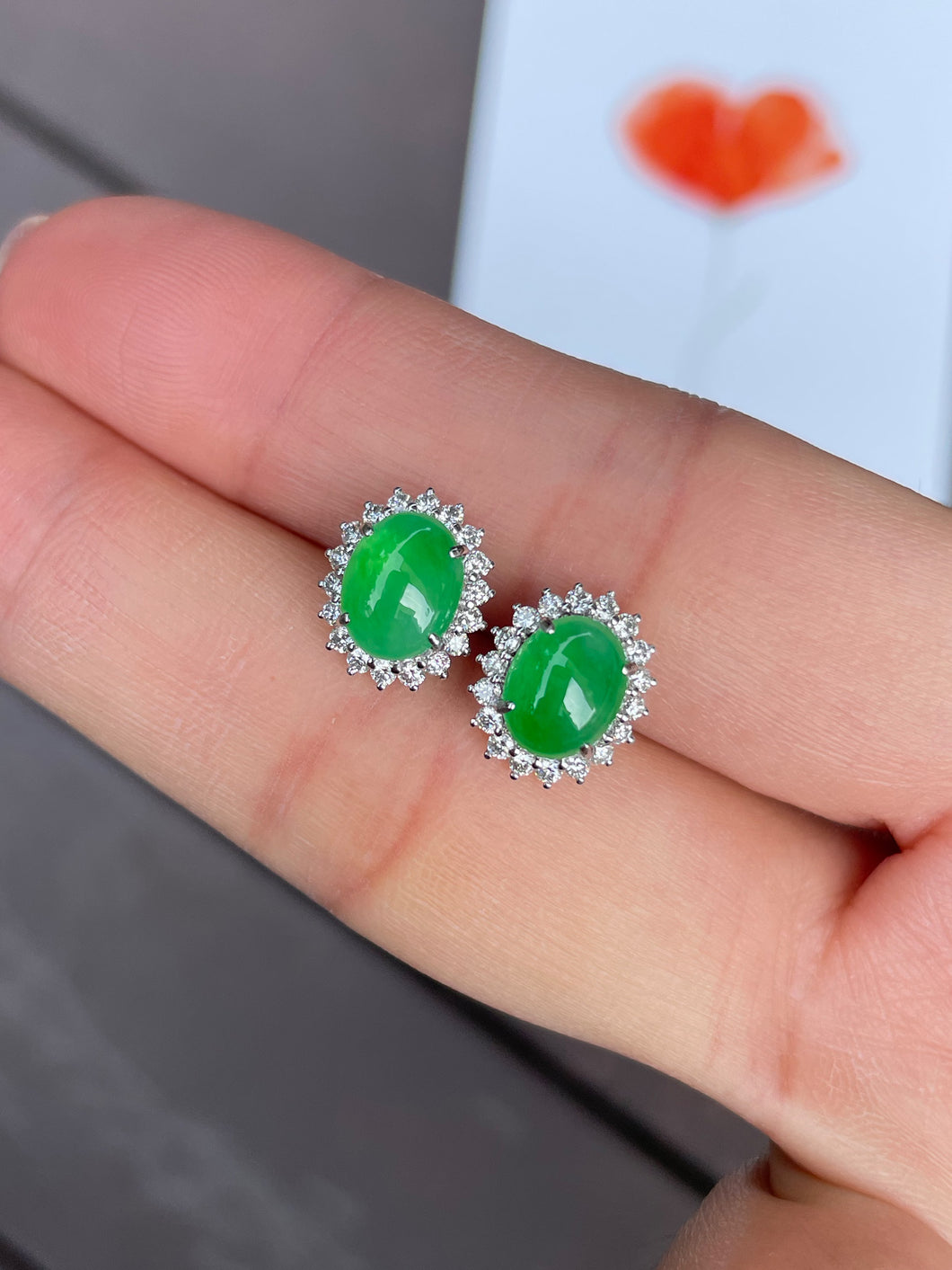 Green Jade Cabochon Earrings (NJE038)